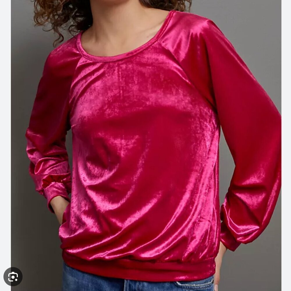 Maeve Anthropologie Size Small Pink Velvet Candace Long Sleeve Top